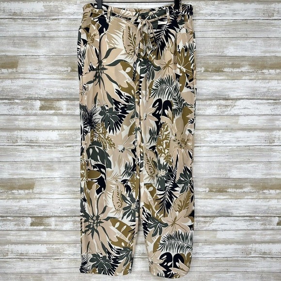 RAG & bone Size 10 Victoria Tropical Print 100% Silk Pants Wide Leg or Jogger - Picture 2 of 16